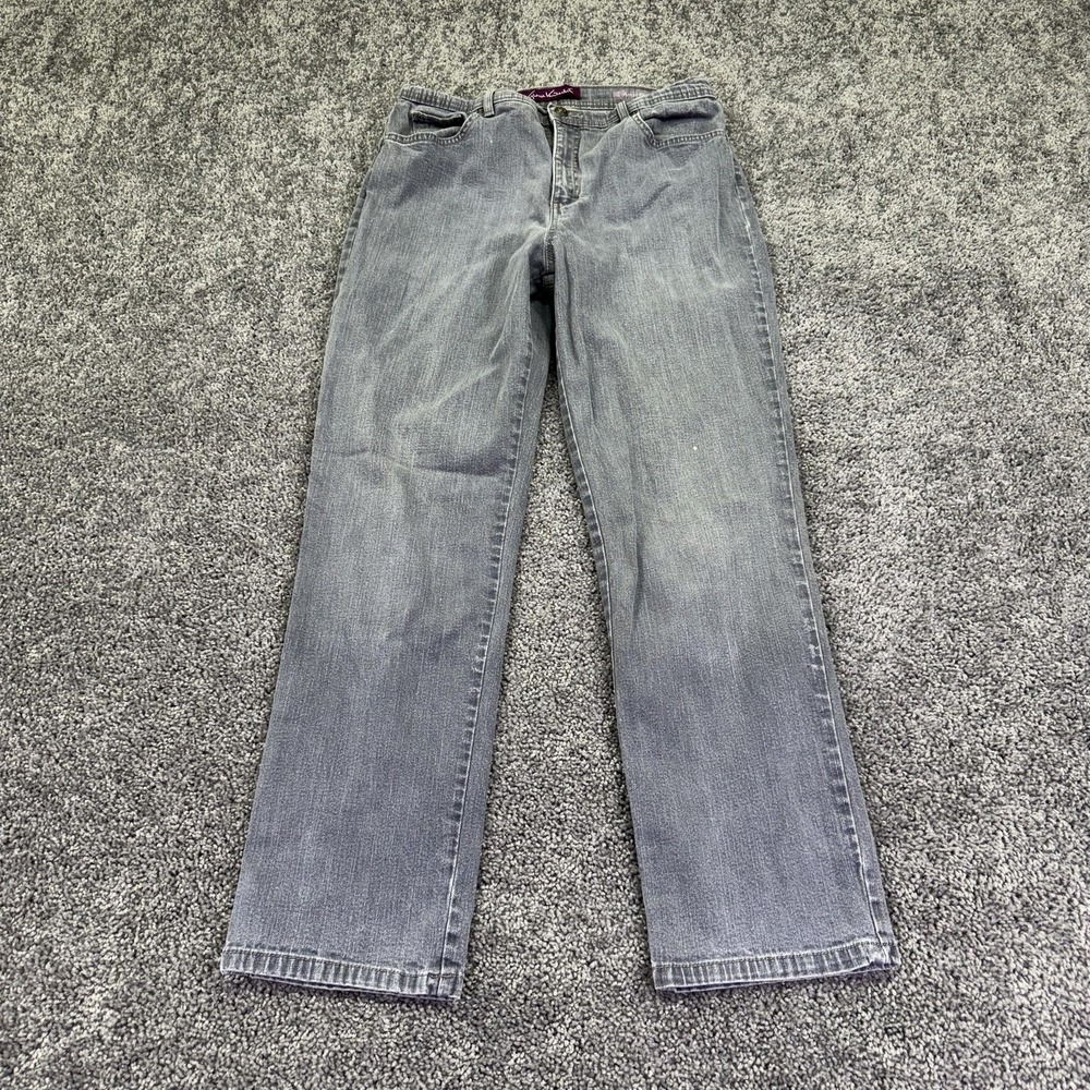 Gloria Vanderbilt Jeans Womens 12 Gray Amanda High Rise Straight Stretch Denim